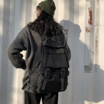 婷婷百貨背包 工裝背包 韓版厚背包 工裝包 機能後背包  純色15.6吋 背包