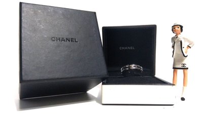 CHANEL J3092 18K白金黑陶瓷戒指.附原廠盒.