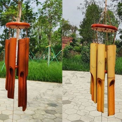 新品 自然風竹木管音樂風鈴掛飾戶內外竹藝園林日式風鈴家居- 促銷