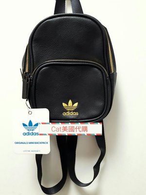 現貨~全新 ADIDAS 黑色燙金logo mini皮革後背包~$1980含運