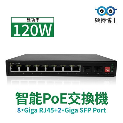 監控博士  光纖網路交換機 8埠網路POE+2埠SFP 交換器 網路 光纖 PoE Switch LY-3108PHF