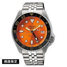 【金台鐘錶】SEIKO精工 SSK005K1 機械錶 5號盾牌 潛水表 GMT兩地時間 (橘面x水鬼) 42.5mm