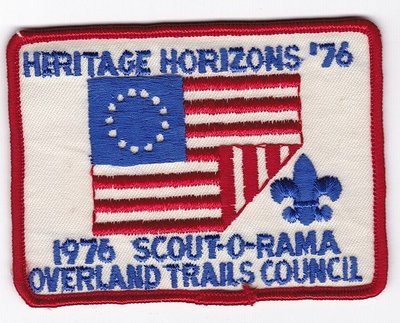 美國1976「童子軍BSA任務臂章布章 - 童軍徽 國旗」中大型