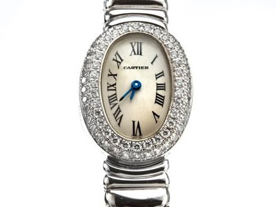 Cartier 卡地亞小鵝蛋系列18K白金女用腕錶
