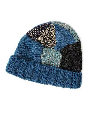 Kapital 21aw 日系休閑手工針織羊毛混紡復古拼接保暖毛線帽-阿拉朵朵