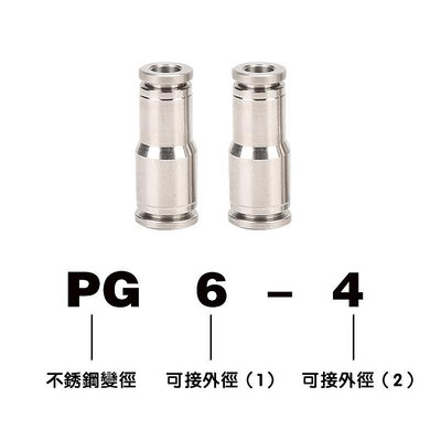 氣動氣管接頭 接頭 耐高低溫 不鏽鋼PG變徑直通 304不鏽鋼管接頭 對接 氣動元件 PG 810 滿299發貨唷~