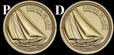 萬福古錢幣收藏家（可議價）現貨 美國 2022年 創新系列 羅德島州 P D版 兩枚 銅鎳紀念幣 unc