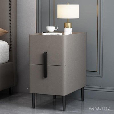 現代輕奢迷你小型免床頭櫃簡約全實木巖板極窄25/30cm床邊櫃