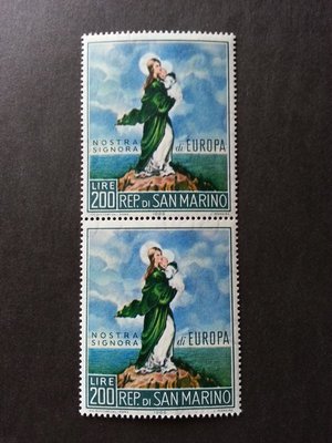 (C2669)聖馬利諾1966年歐羅巴聖母郵票(直雙連)1全