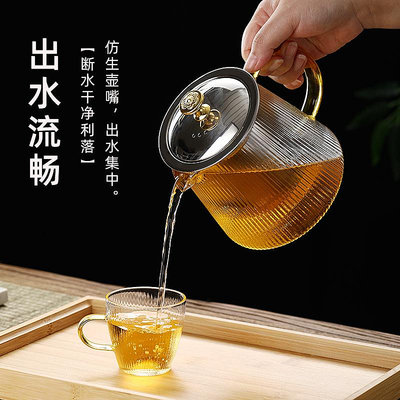 日式茶壺玻璃錘紋水壺單壺家用煮茶耐高溫花茶茶具套裝過濾泡茶壺