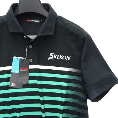 【涉谷GOLF精品】SRIXON 日本名牌 松山英樹代言 最新黑色白綠橫線條短袖LL號 保證真品 歡迎購買