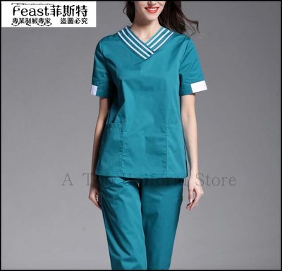 【Feast-菲斯特】-韓版醫療美容整形口腔牙醫診所女裝 短袖刷手服 醫生護士洗手衣