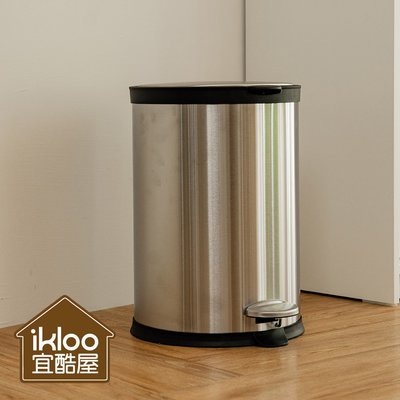 【ikloo】不銹鋼靜音腳踏式垃圾桶12L PBL97 (腳踏式/緩衝蓋/獨立內桶/垃圾桶/圓形垃圾桶/臥室垃圾桶)