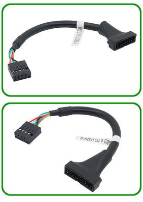 主板USB 3.0 20P母轉2.0 9P公轉接線/USB2.0轉3.0線前置擋板 10cm