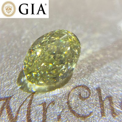 【台北周先生】天然Fancy綠色鑽石 3.01克拉 好大顆 橢圓切割 火光爆閃Even分布 送GIA證書