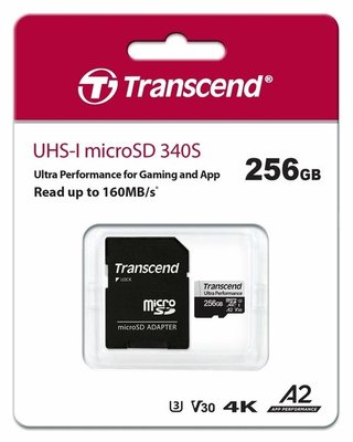 【創見】Transcend 256GB 256G micro SDXC TF 記憶卡 含轉卡 340S 160MB/s