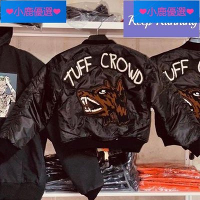 ❤小鹿臻選❤TUFF CROWD Jacket ins同款狗頭重工刺繡拉鏈棉衣夾克