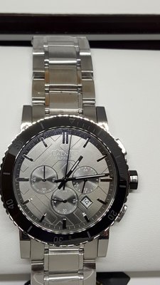 【成吉思汗精品】全新BALMER賓馬王石英錶白鋼戰馬黑框銀鋼錶帶帶日期藍寶石鏡面型號：8123