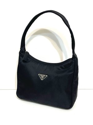 （已售出）Prada 二手真品 vintage 古董包 黑色帆布 手提包 hobo包