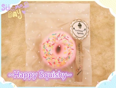 ~Happy Squishy~ 正版 Geiiwoo 草莓多彩甜甜圈 Squishy/軟軟/減壓玩具 現貨 (粉紅色款)