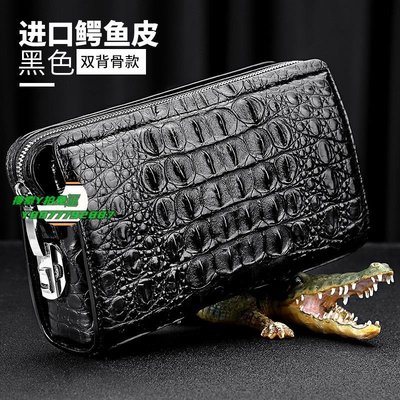 【熱賣精選】皮包漢蘭特鱷魚皮手包男真皮男士包包2023新款手拿包錢包奢侈品牌皮包