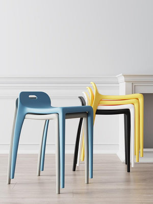 塑料高凳子家用加厚簡約現代餐桌板凳可疊放等位膠椅子商用小餐椅~麗芙小屋
