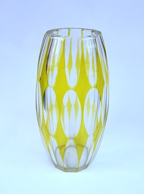 全手工削割黃玻璃花瓶手工玻璃藝術品老玻璃花瓶水晶玻璃花器現代藝術品【心生活美學】