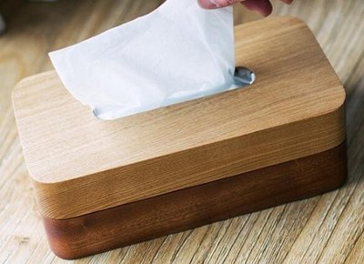 15255c 日本進口 好品質 實木木頭製 磁吸式 優雅客廳房間咖啡廳面紙盒衛生紙盒紙巾盒擺件擺設品禮品