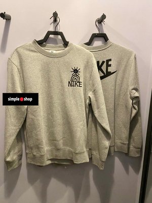 【Simple Shop】NIKE CREW 大學T 太陽彩虹 刺繡 內刷毛 大學衛衣 灰色 DQ4073-063