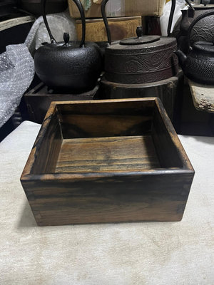 日本回流，稀缺黑柿木香道盒，桌面收納盒，五塊獨板，特殊紋理，