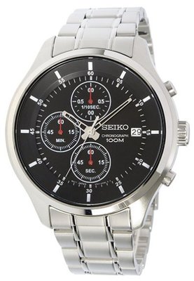 【金台鐘錶】SEIKO手錶 精工表 經典時尚 SKS539P1 黑面日期 三眼計時鋼帶男錶