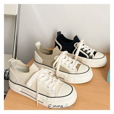 EmmaShop艾購物-韓國同步上新-東大門秋季新款厚底彈力襪鞋/板鞋