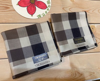 美家園日本生活館 韓國製Trussardi 格紋 純棉吸汗透氣 男用手帕