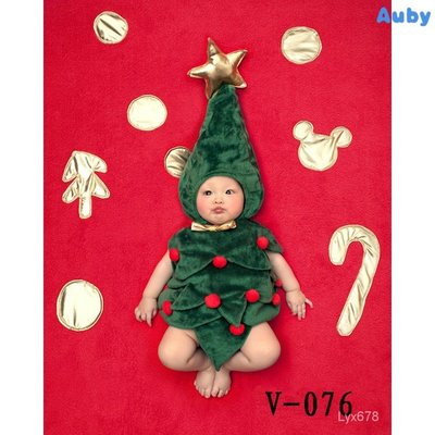 2022新款 [耶誕新年禮物服飾】兒童攝影服裝耶誕樹造型影樓寶寶拍照主題服飾 嬰兒攝影主題衣服