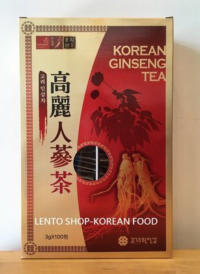 LENTO SHOP -  韓國 高麗元 人蔘茶 蔘茶 人蔘茶包   100入盒裝 300克