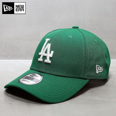 小Z代購#韓國NewEra帽子女潮牌鴨舌帽MLB棒球帽硬頂經典款大標LA帽子綠色