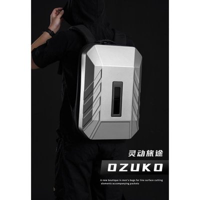 ozuko新款商務背包男PC硬殼電腦包智能潮酷LED男士後背包backpack