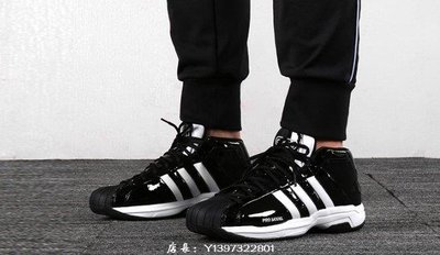 Adidas PRO MODEL 2G 低幫 實戰 漆皮 貝殼頭 黑白 休閒 運動 籃球鞋 EF9821 男鞋