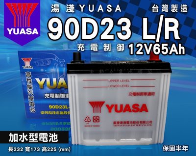 全動力-湯淺 YUASA 國產 加水電池 90D23L 90D23R (65Ah) 全新 直購價 轎車 廂型車 三菱適用