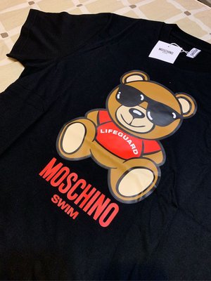 MOSCHINO 短袖 T恤 T-SHIRT 小熊 泰迪熊 墨鏡熊 男生  L號 黑色 情人節 禮物