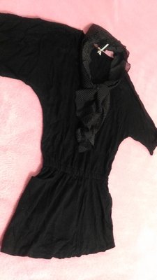 ❀甜心棧❀附絲巾黑色素面上衣(L) #出清服飾#