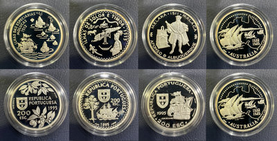 全新葡萄牙1995年地理大發現第6系列~200埃斯庫多銀幣(四枚一套)-PROOF