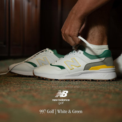高爾夫鞋新款new balance 997 Golf鞋 白綠復古高爾夫球鞋有釘子防水鞋面