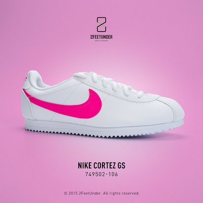 2FeetUnder - Nike Classic Cortez GS 阿甘 白粉 大童鞋 749502-106