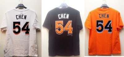 MLB Majestic美國大聯盟 馬林魚隊陳偉殷背號短袖T恤 黑/白/橘