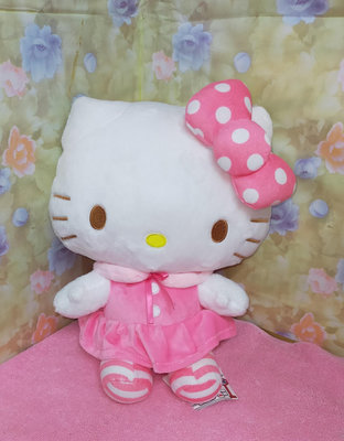 正版 三麗鷗 Hello Kitty 娃娃 小洋裝 玩偶 娃娃 凱蒂貓 娃娃 玩偶 絨毛玩偶 12英吋(福利品)
