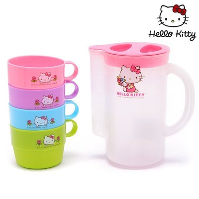 Hello Kitty熱水壺冷水壺大容量塑料涼水壺豆漿果汁泡花茶壺帶蓋帶刻度