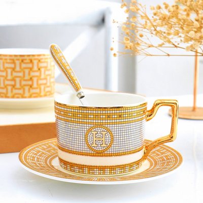愛馬仕英式骨瓷咖啡杯碟下午茶茶具套裝高檔輕奢歐式陶瓷咖啡杯紅~特價