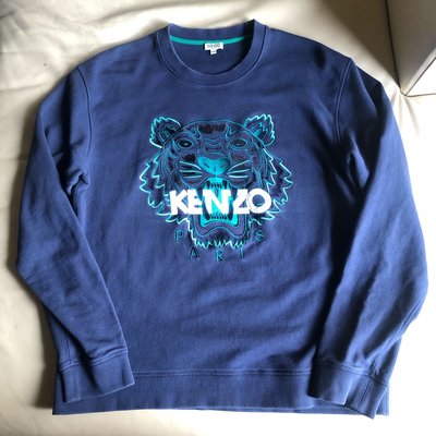 [品味人生2]保證正品 KENZO 藍色  經典老虎頭  厚棉  長袖T恤  大學T  SIZE XXL