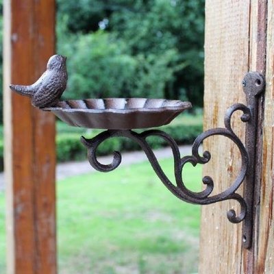 復古鑄鐵工藝品鐵藝掛鉤小鳥庭院花園吊藍掛鉤鳥食盆裝飾掛件壁飾